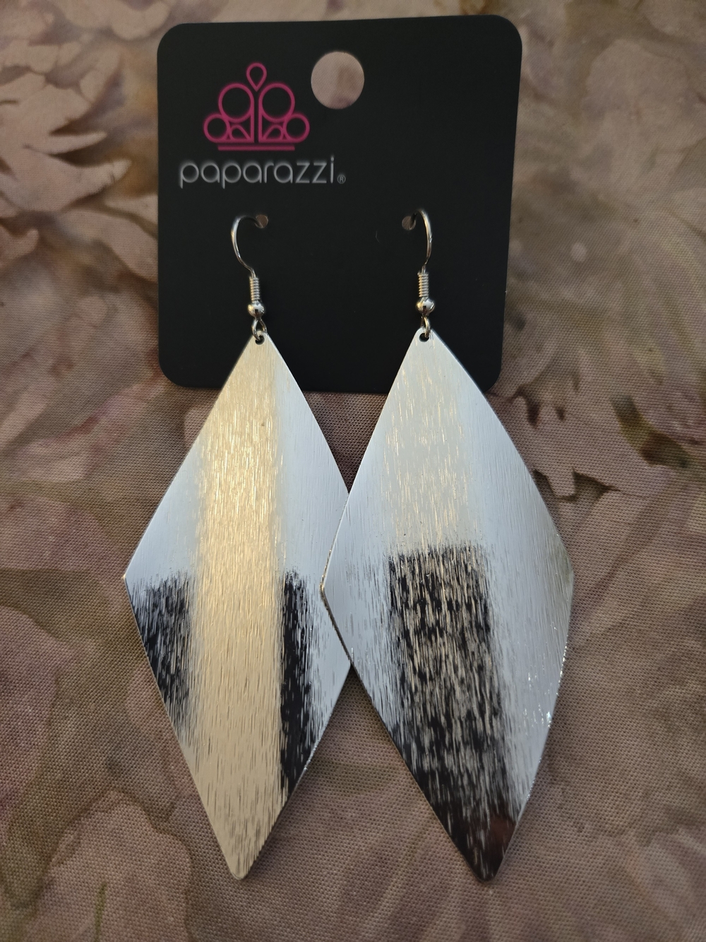 paparazzi Shiny Silver Diamond Drop Earrings